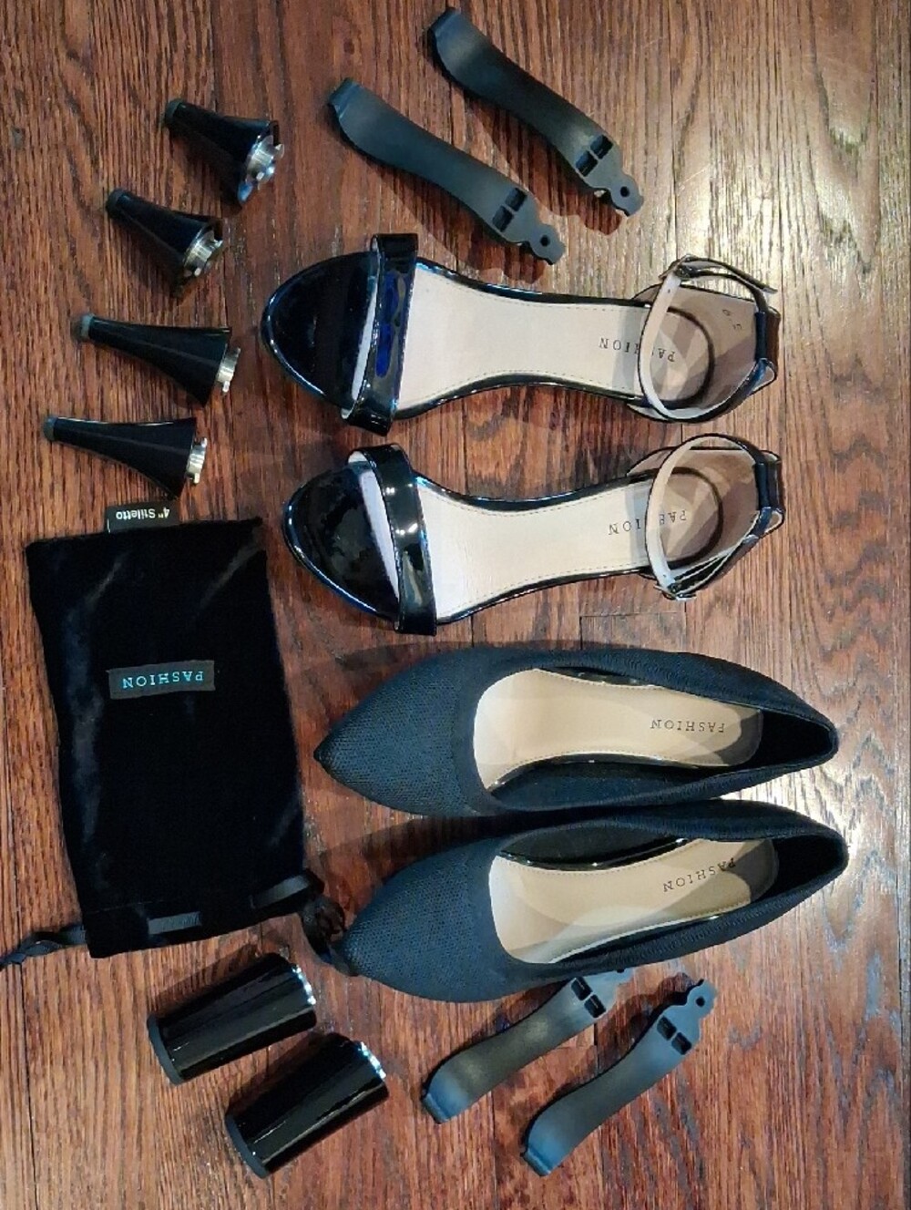 Pashion Footwear Gen 1.0 Convertible Heel Set – 2 Pairs & 3 Heel Kits (Black)
